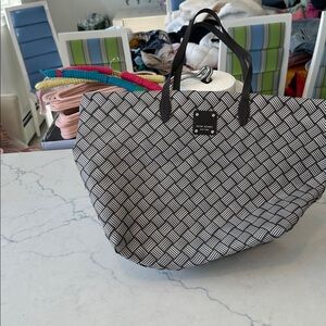 Henri Bendel Brown and White Woven Tote